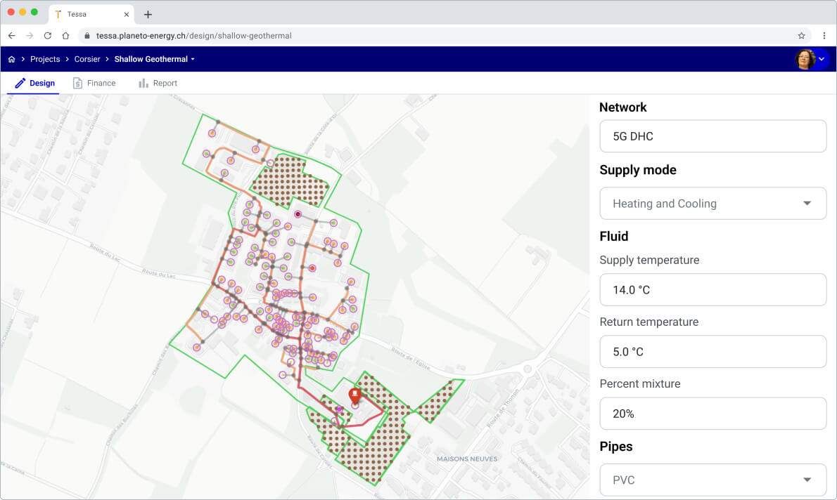 Goethermal district heating and cooling network