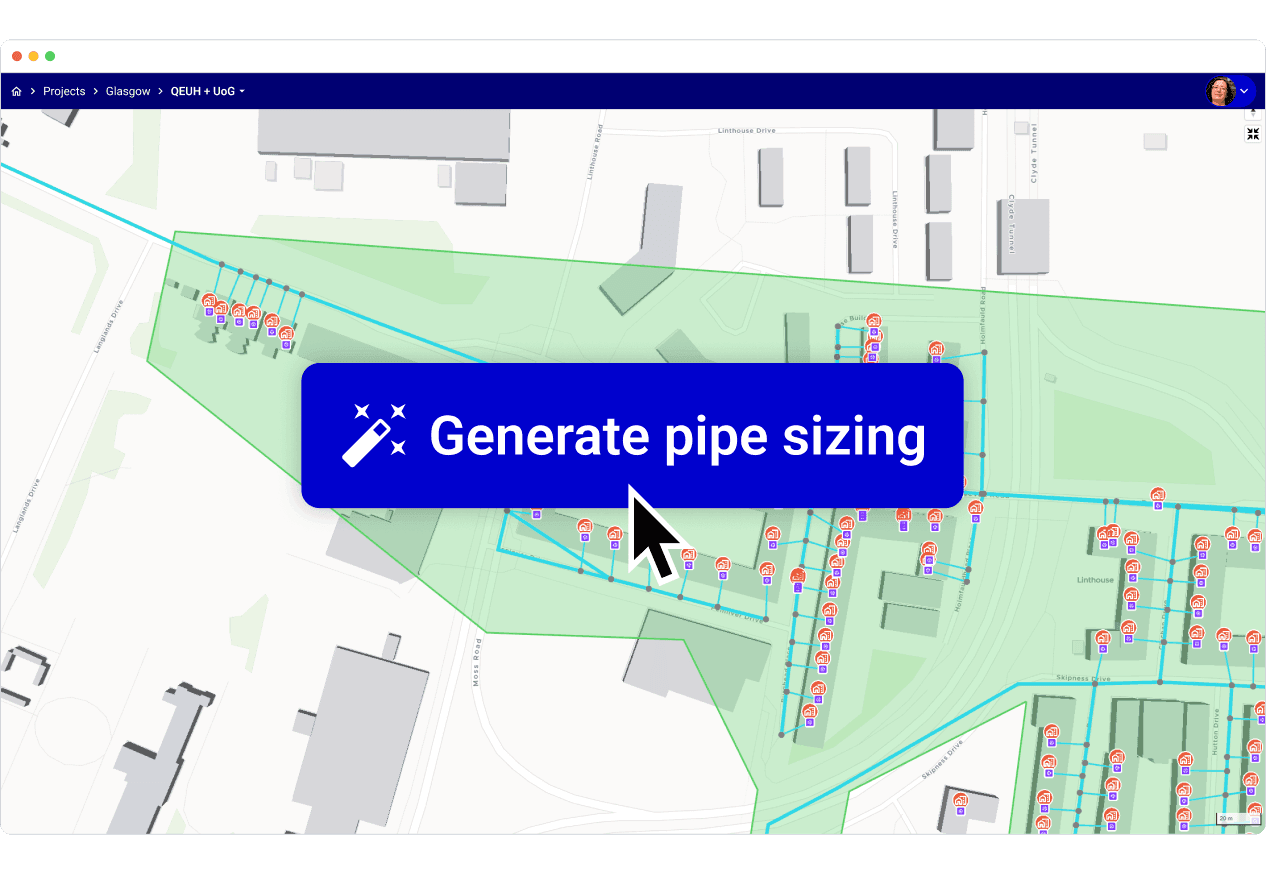 Pipe diameters and costs computed segment by segment Pipe diameters and costs computed segment by segment